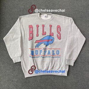 Vintage Buffalo Bills Football Big Logo Crewneck Sweatshirt, Retro NFL Shirt Tee